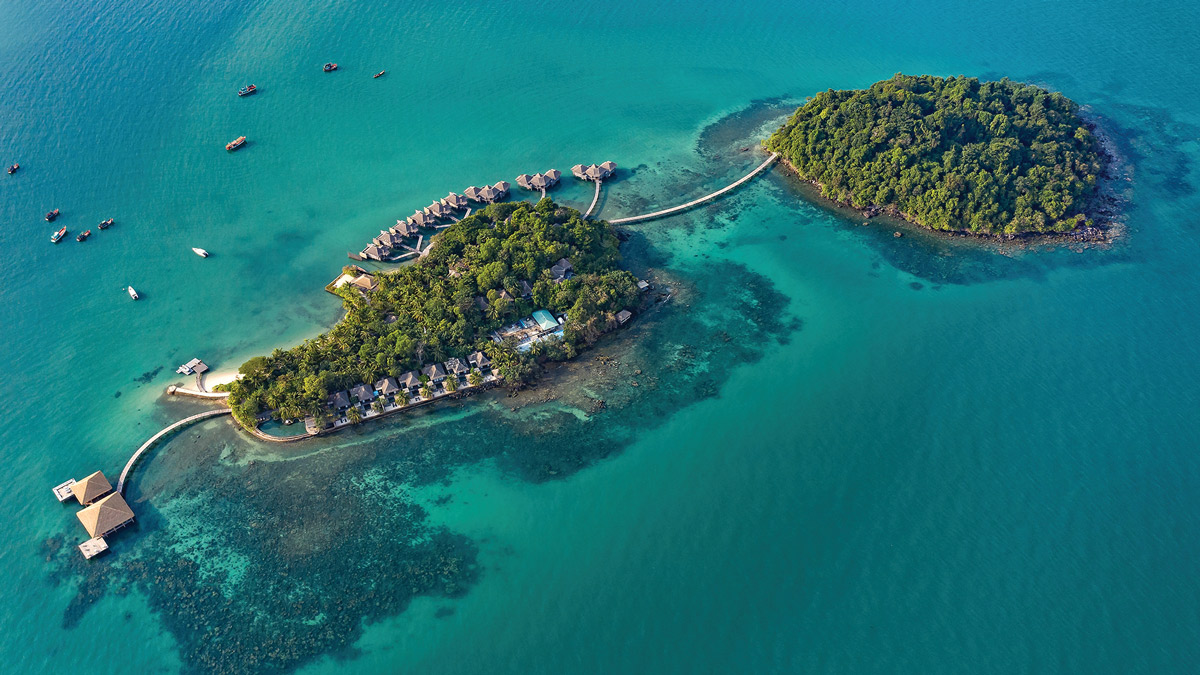 Aerial view of Song Saa Private Island in Cambodia's Koh Rong Archipelago