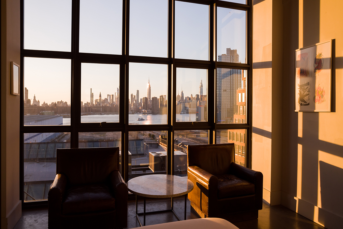 Wythe Hotel celebrates its historic past and industrial design with stunning views of Manhattan